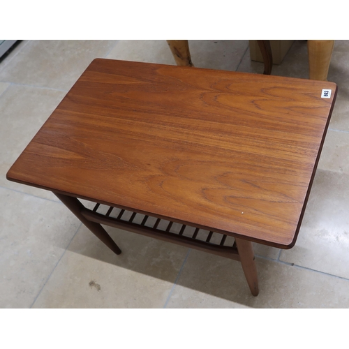 693 - A retro 1960's/70's teak coffee table with bared under tier - 75cm x 48cm x 47cm high