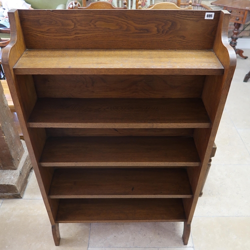 695 - A circa 1900's oak open bookcase - Width 76cm x Depth 20cm x Height 122cm