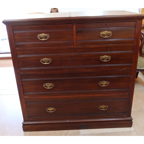 709 - A JAS Schoolbread chest of two short over three drawers - Width 122cm x Depth 54cm x Height 124cm