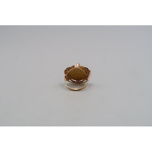 138 - A 1915 Ducat set in 14ct yellow gold ring mount size M, 7.1grams.