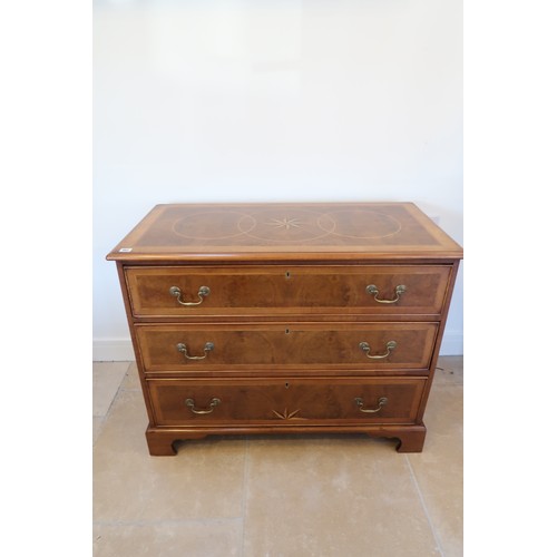 662 - A 19th century re veneered walnut three drawer chest of drawers - Width 104cm x Depth 50cm x Height ... 