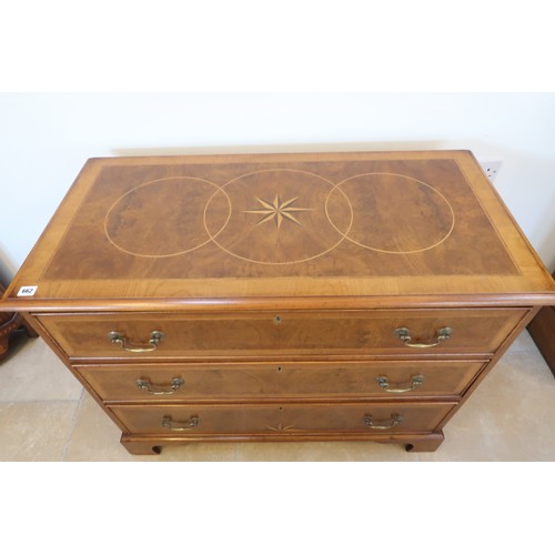 662 - A 19th century re veneered walnut three drawer chest of drawers - Width 104cm x Depth 50cm x Height ... 