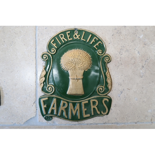 518 - Four wall insurance plaques for London and Lancashire - Fire, Fire & Life Farmers, Phoenix Assurance... 