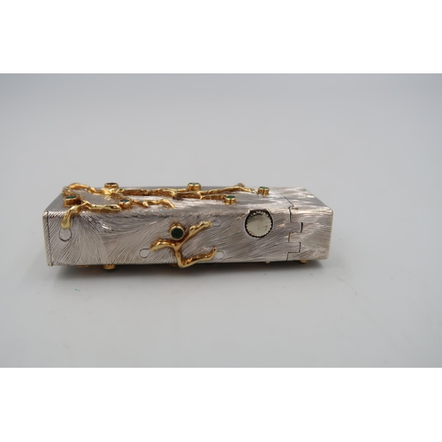 523 - An Alfred Dunhill marked 750 white and yellow gold lighter bejewelled tree of life