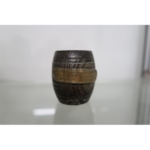 524 - Horatio Nelson, HMS Victory wooden artifact in the form of a barrel - Diameter 4.5cm x Height 5.5cm