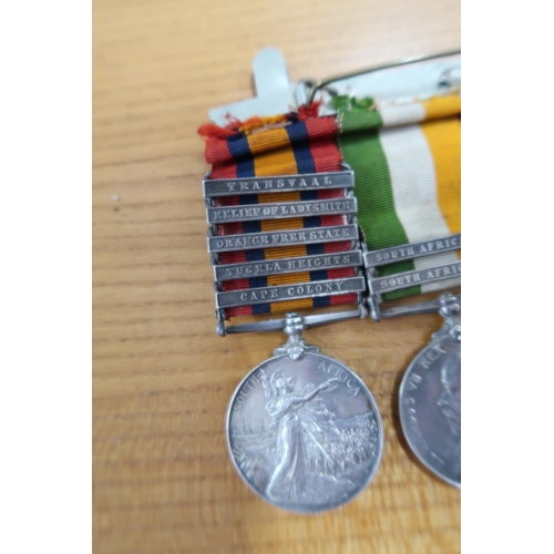 544 - A group of five medals including South Africa Campaign medal with clasps four Transvaal, Relief of L... 