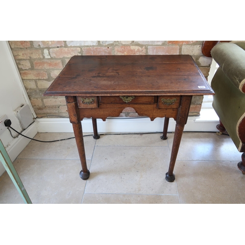 650 - An antique oak low boy on turned legs - some older restorations, maybe replaced top - Width 84cm x H... 