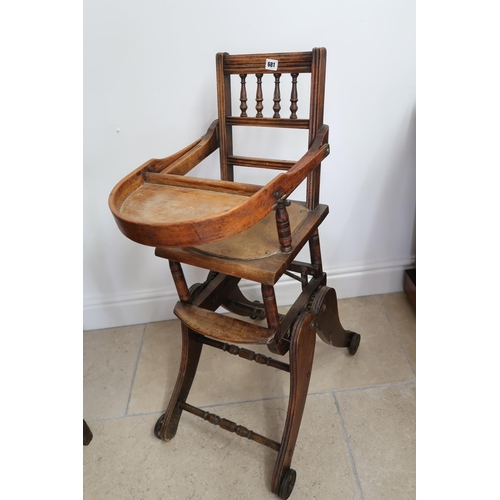 681 - An Edwardian folding babies high chair