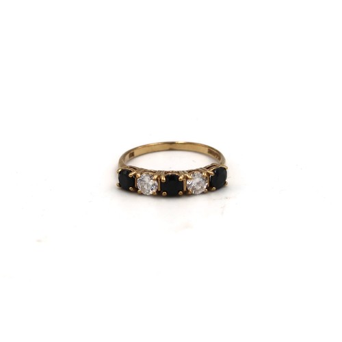 193 - A 9ct hallmarked yellow gold cubic zirconia and sapphire ring size M - approx weight 1.6 grams