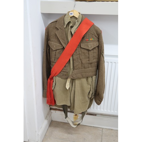 545 - A circa after WWII British The Lite Guards uniform with armoured Div badge to arm - size 4 shirt dat... 