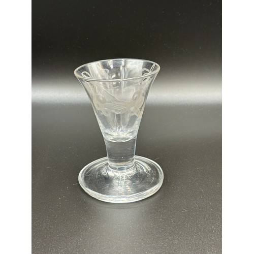 471 - An 18th century Masonic firing glass 10cm high (In good condition).