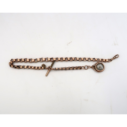  A tested 9ct rose gold watch chain, approx 39 grams, 44cm long