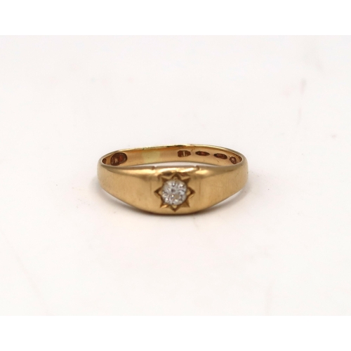  An 18ct gold old cut diamond gypsy set band ring. Estimated 0.25ct, G/H colour, VS2/SI1 clarity. Siz... 