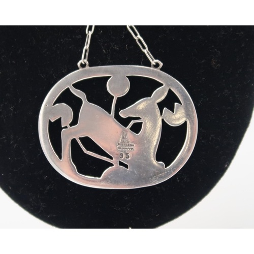  A Georg Jensen necklace , the open link silver chain with suspended pendant, deer amongst foliage - ... 