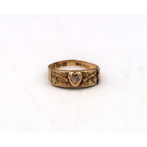  An 18ct yellow gold sweetheart ring size O/P - approx weight 2.7 grams