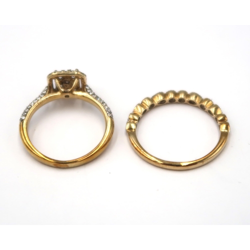 107 - Two 9ct gold diamond rings. To include an illusion set brilliant cut diamond 12 stone ring. Stated d... 