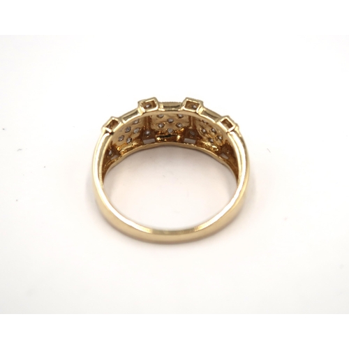 153 - A 9ct yellow gold diamond encrusted panel ring - head size approx 18mm x 8mm - ring size approx N