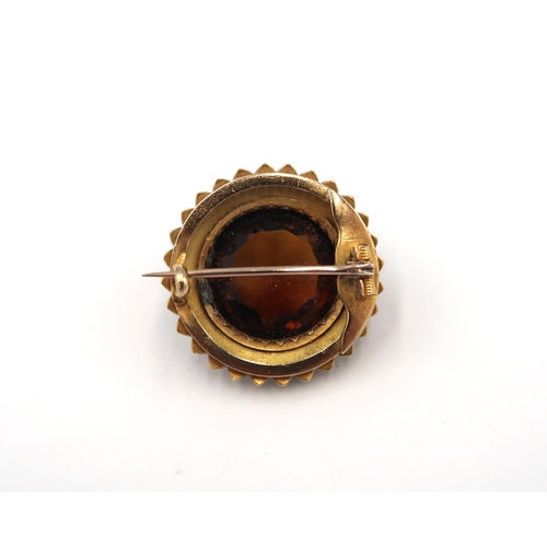 156 - A Victorian gold (tested) citrine and pearl brooch - head size approx 29mm diameter