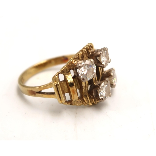 160 - An 18ct yellow gold (marked) four stone diamond ring size Q/R - approx weight 7.9 grams - each diamo... 