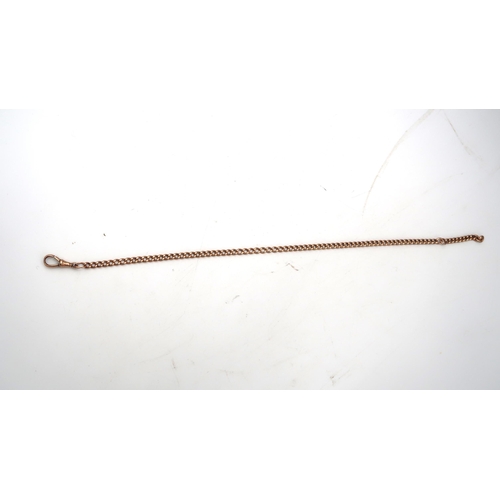 201 - A vintage 9ct gold curb-link Albert, 38cm long, 22.6g.