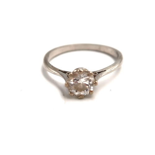 205 - A Platinum diamond solitaire ring size O - approx weight 2.9 grams - the single round cut diamond ap... 