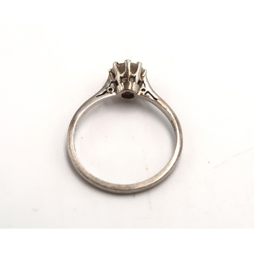 205 - A Platinum diamond solitaire ring size O - approx weight 2.9 grams - the single round cut diamond ap... 