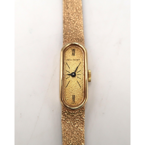 260 - A Ladies 9ct H.M. yellow gold cased wristwatch on a 9ct H.M. bracelet strap, Roman Numerals at 12, 6... 