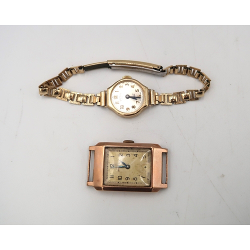 262 - A 9ct marked Rose gold cased ladies Rotary wristwatch ( Running). and another 9ct gold cased ladies ... 