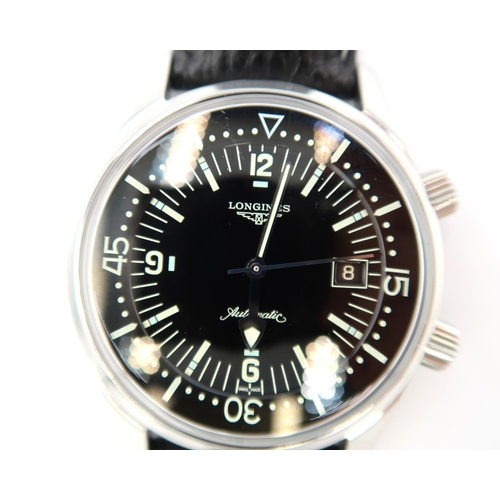 271 - A Longines Legend Diver watch, black dial with stainless steel case, date aperture at 3 o'clock, Ara... 