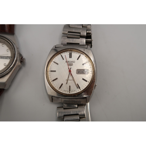 279 - An automatic Seiko 5 on Citizen strap 6309-8480 wristwatch and another automatic Seiko 5 6390-7270 w... 