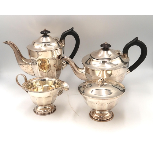 328 - A silver hallmarked tea and coffee including milk and sugar - approx weight 40 troy oz - Viners Shef... 