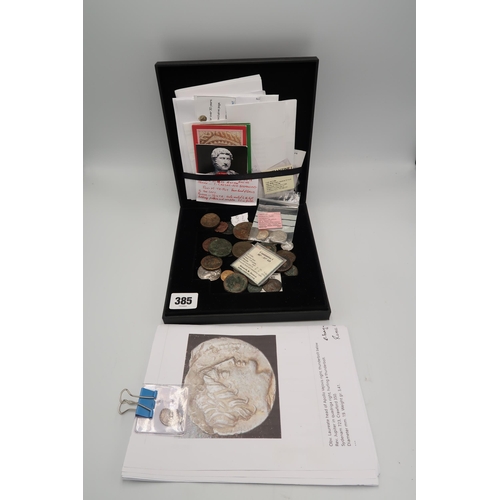 385 - A box containing Roman and other Antique coinage including Constantine I and Claudius Tetradragham, ... 