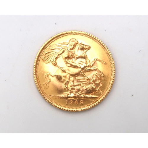 391 - A 1968 Elizabeth II full sovereign 7.98 Grams 22ct gold.