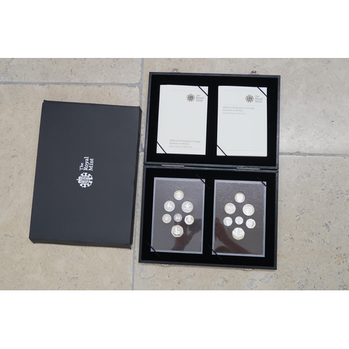 396 - A 2008 United Kingdom Coinage silver proof collection, Royal Sheild of Arms and Emblems of Britain.