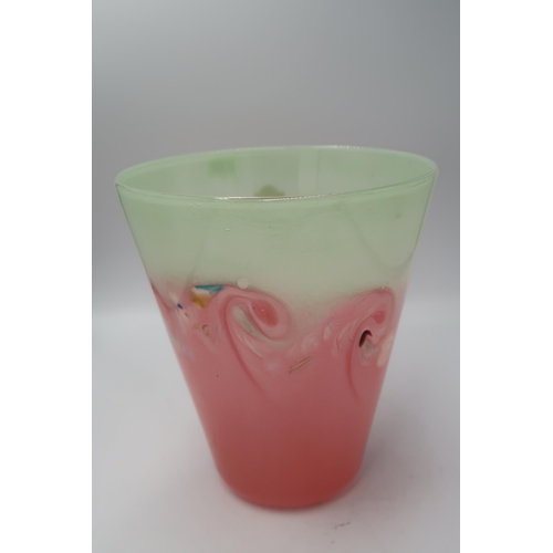 432 - A Vasart glass fluted bowl, 23.5cm high x 21cm diameter