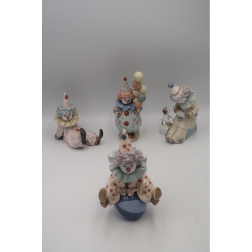 435 - A Lladro figure 'Having a Ball' clown, figure 5811 'Little Clown' figure 58120 'Tired Friend', Piero... 