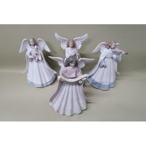 436 - Four Lladro Angelic figures including 6126 Angel violin, the tallest 20cm high