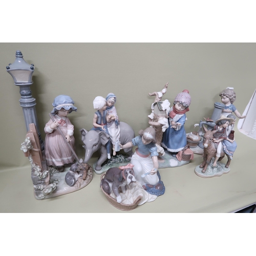 441 - Six Lladro figures including 'Fall Clean Up' number 5286 missing pump handle, 'Winter Frost' number ... 