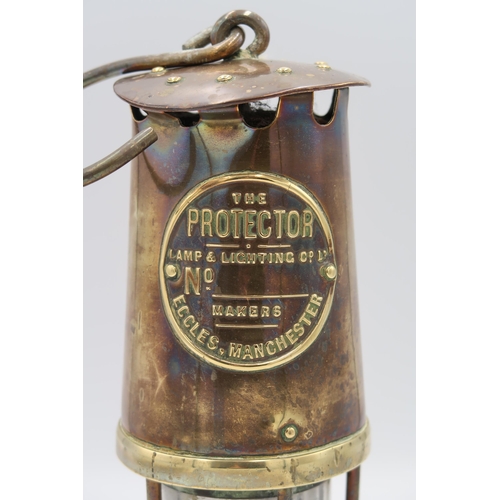 449 - A copper and brass antique Eccles Protector/Miners/Davy lamp - The Protector Lamp & Lighting Co Ltd ... 