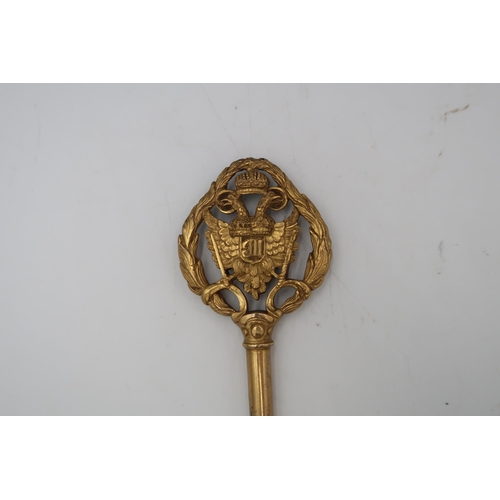 458 - Austria Kingdom: An honorary Imperial Court Key, constructed of gilded brass, the key bit decorated ... 