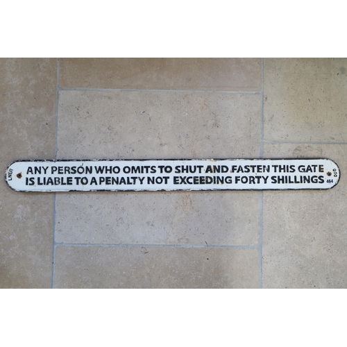 464 - A L.N.E.R. cast iron trespassing sign 97cm x 9cm