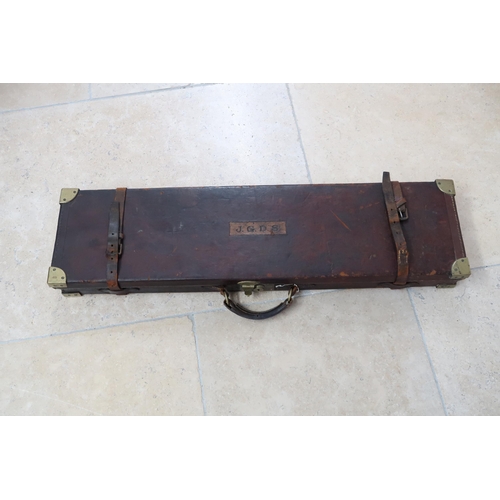 474 - A Gallyon and sons Ltd.(66 Bridge Street Cambridge) Leather Gun case with brass bindings to corners,... 