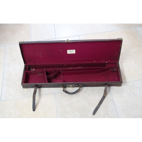 474 - A Gallyon and sons Ltd.(66 Bridge Street Cambridge) Leather Gun case with brass bindings to corners,... 