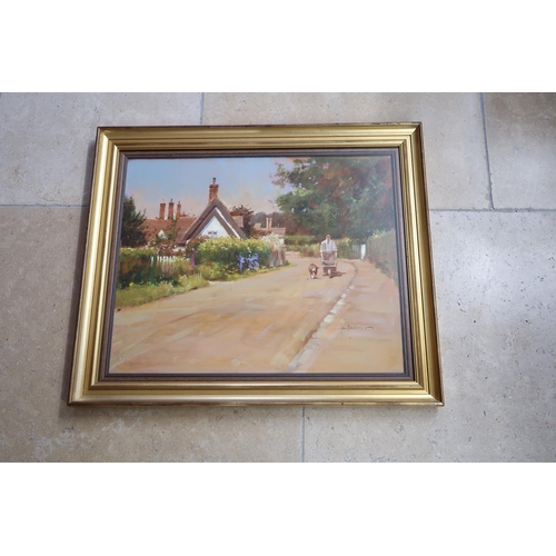 572 - A signed John Haskins framed and glazed Oil on Board Southill Bedfordshire, 35cm x 46cm