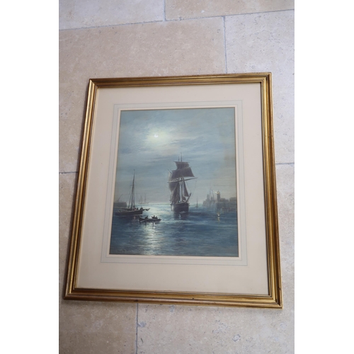 573 - A 19th Century water colour by Fred Miller, Marine scene. 50cm x 40cm.