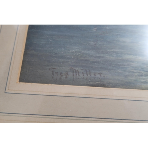 573 - A 19th Century water colour by Fred Miller, Marine scene. 50cm x 40cm.