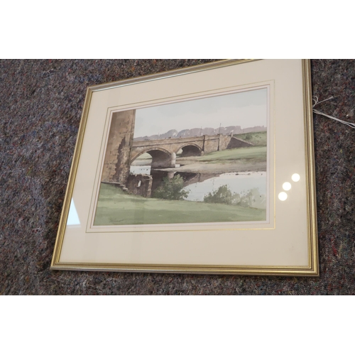 578 - Stanley Orchart, watercolour, Bridge on Annan Dumfreshire, dated 1995, image size 47cm x 37cm, frame... 