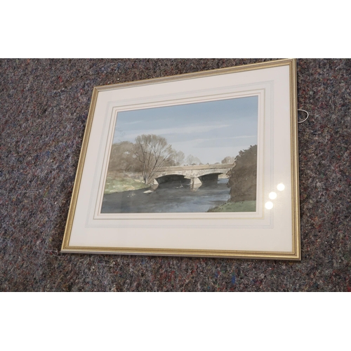 578 - Stanley Orchart, watercolour, Bridge on Annan Dumfreshire, dated 1995, image size 47cm x 37cm, frame... 