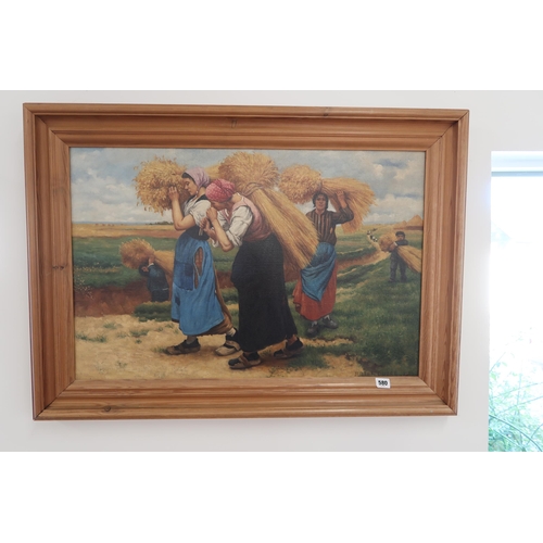 580 - An Oil on Canvas, 'Bringing in the Harvest', Signed Julien Dupree.50cm x 75cm. Dated 1890.