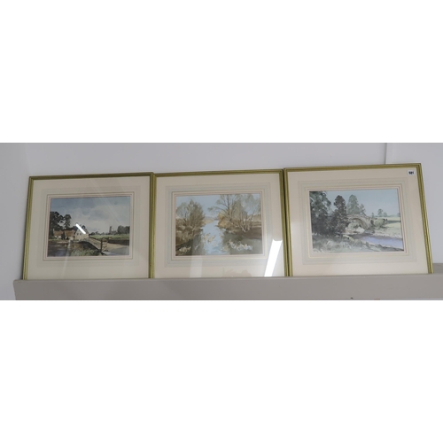 581 - Stanley Orchart, watercolour, Greta bridge, North Yorkshire 1995, image size 36cm x 26cm, frame size... 